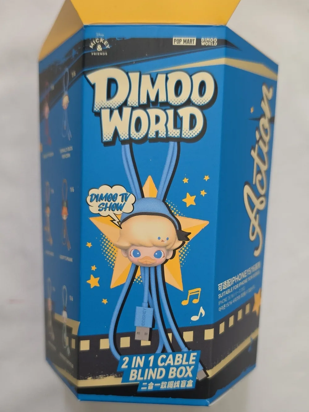NWT Dimoo World Pop Mart X Disney 2 In 1 Cell Charger Cable Donald Duck Popcorn